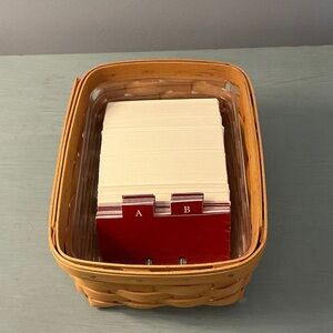 Longaberger Address Basket, Protector, & Address Cards w/Alphabet Dividers 2002